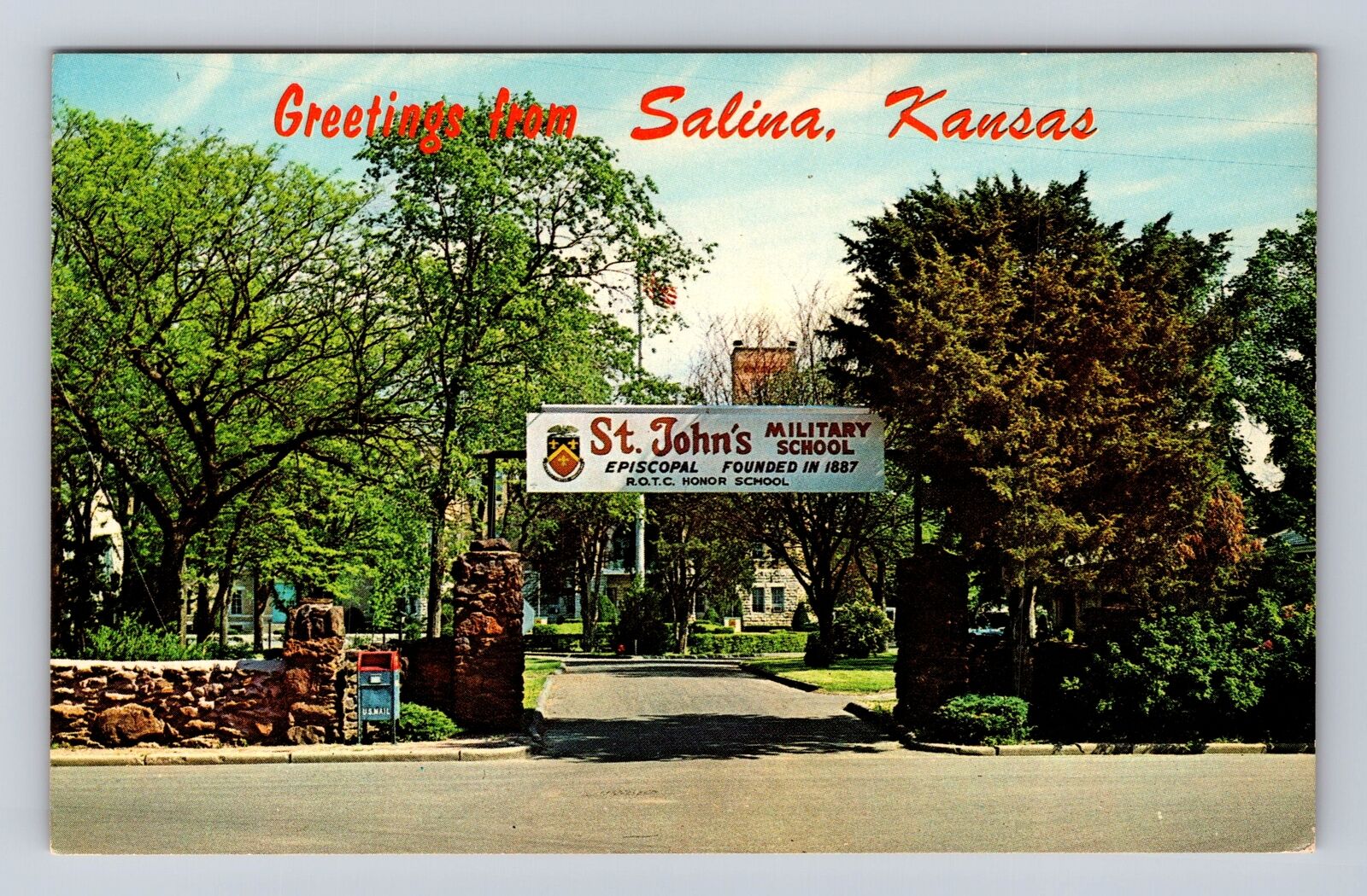 Salina KS-Kansas, St. Johns Military School, Episcopal School Vintage Postcard