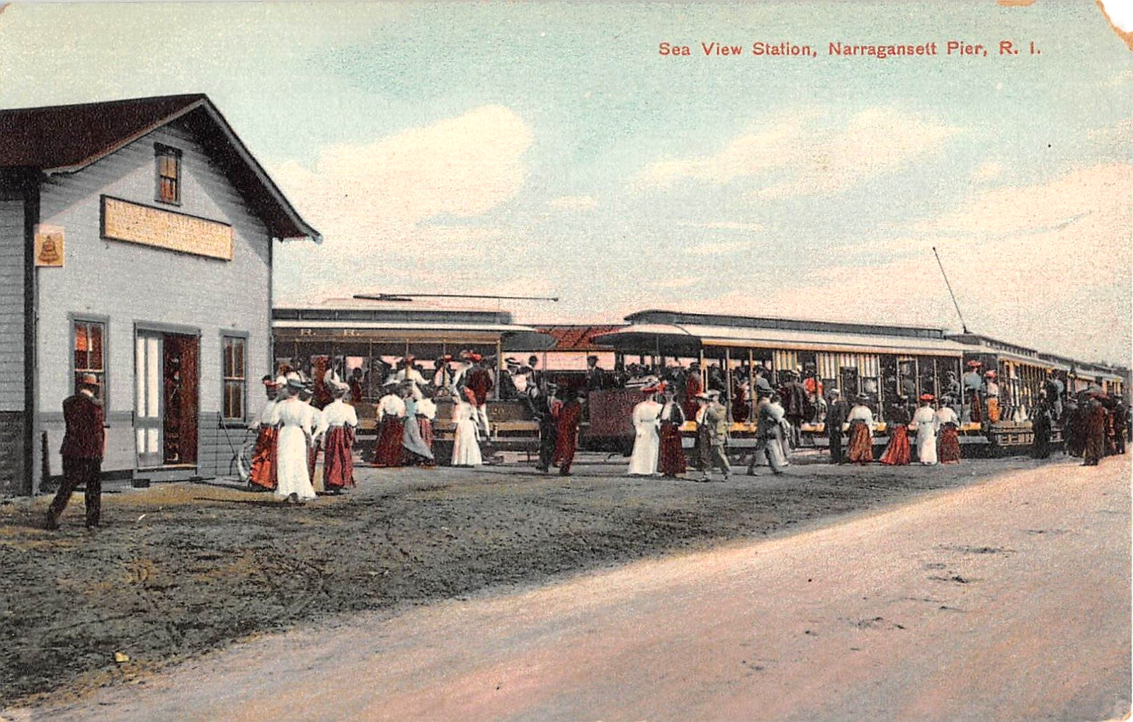 c.1910 Sea View Trolley Station Narragansett Pier RI post card