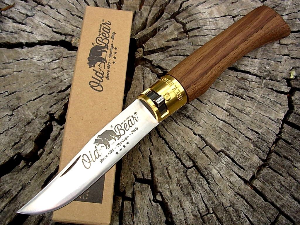 Antonini knives Italy Old Bear Large ring lock knife Walnut 721 Boker as Opinel
