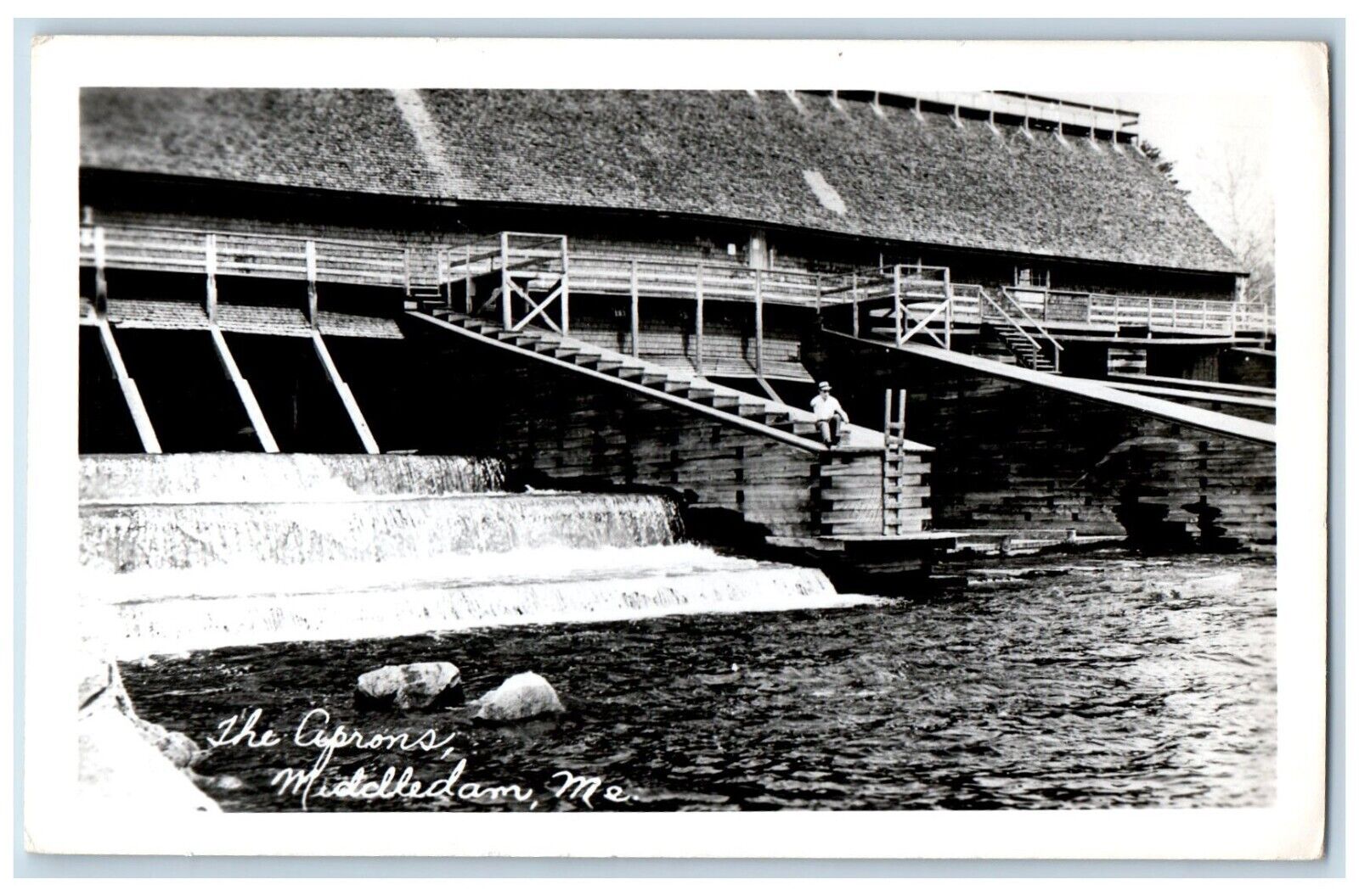 c1940's The Aprons Middle Dam Rapid River Middledam ME RPPC Photo Postcard