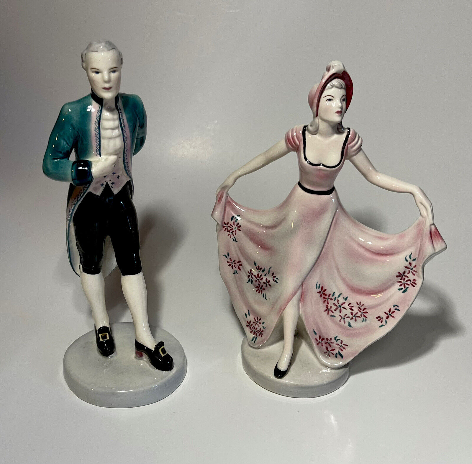 Rare Goldscheider Vntg Porcelain Man/Woman Courting Couple Victorian Figurines