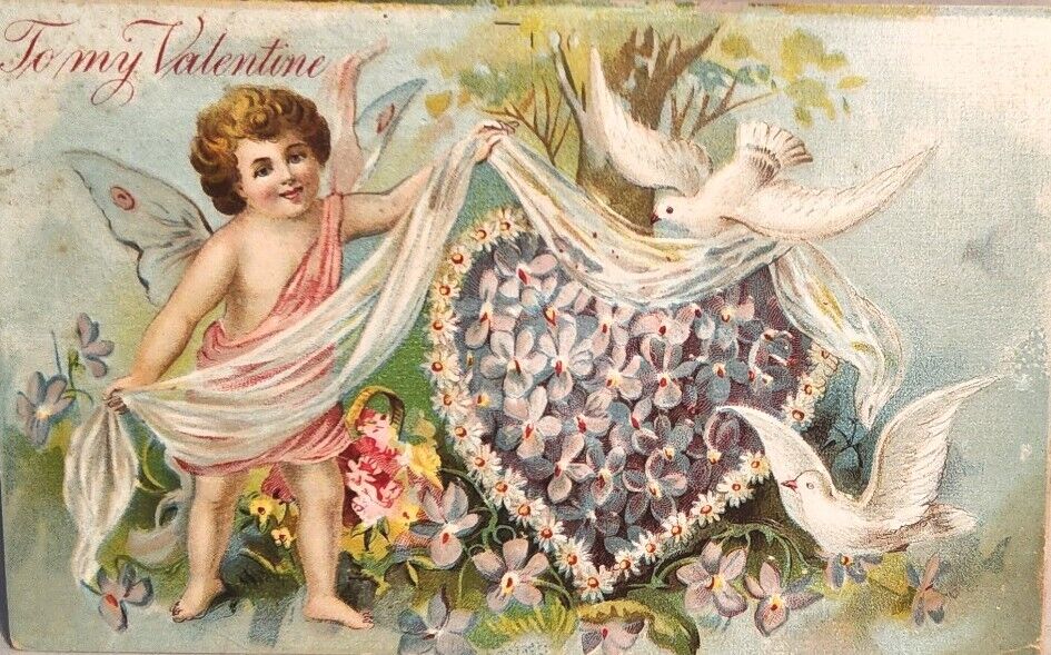 1910 St. Valentine\'s Day Greetings Postcard, Embossed Postcard. #-1099