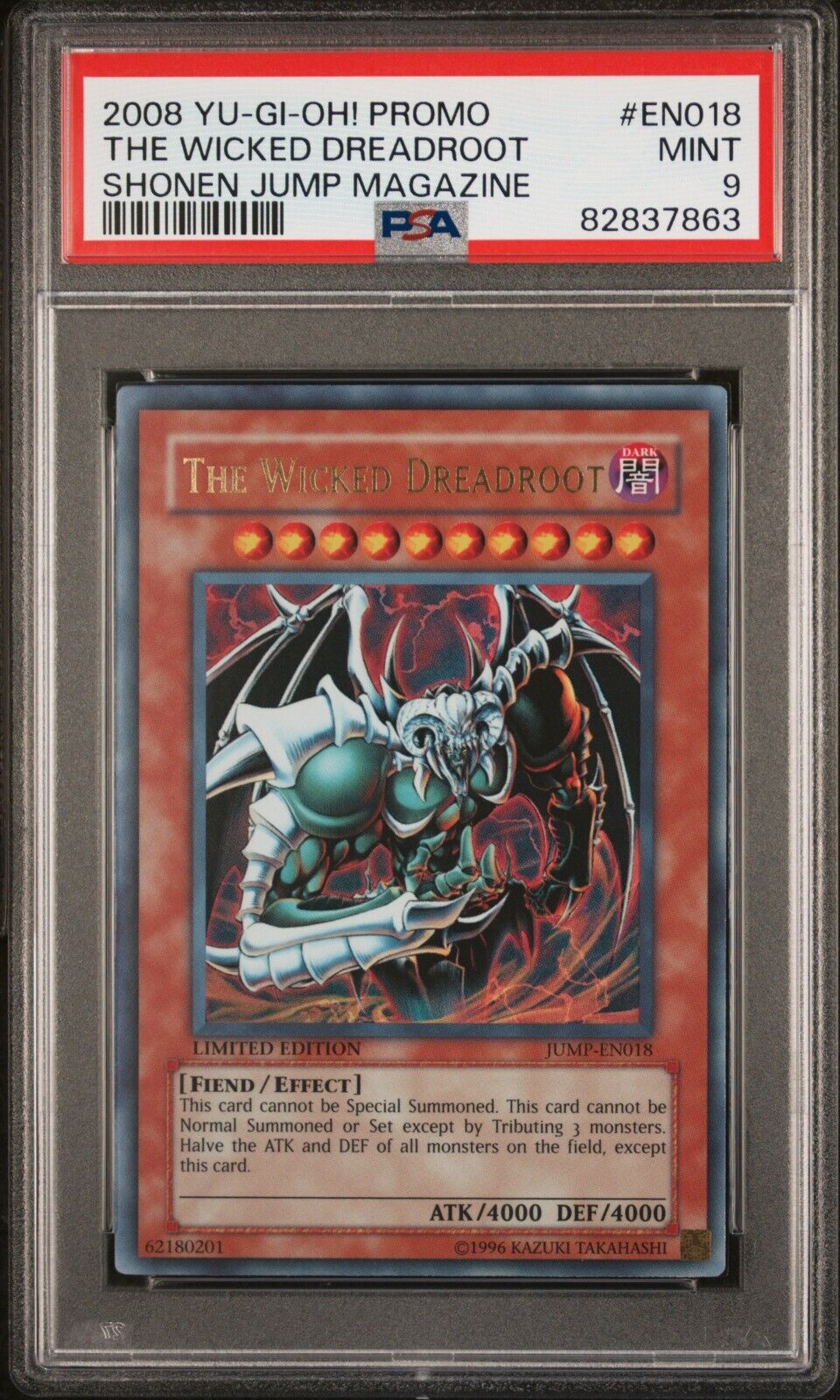 JUMP-EN018 The Wicked Dreadroot Ultra Rare Limited Edition Yugioh Card PSA 9