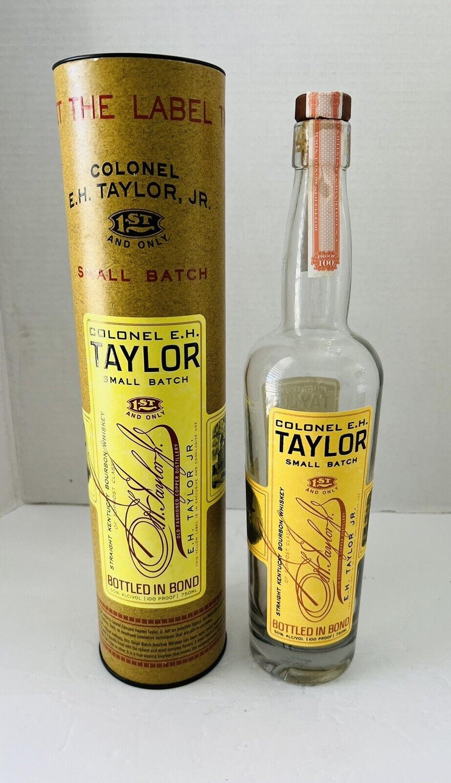 Rare Limited Edition Colonel E.H. Taylor Single Barrel Empty Bottle Tube Bar EUC