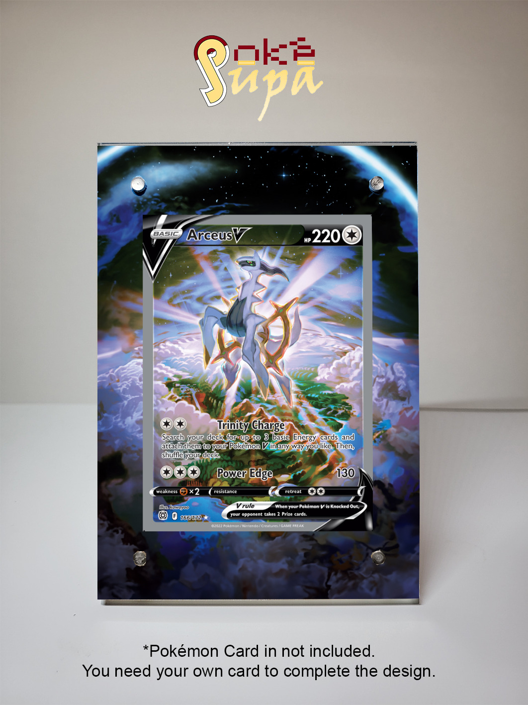Arceus V 166/172 - Pokémon BrilliantStars -Magnetic Card Case + Artwork + Stand