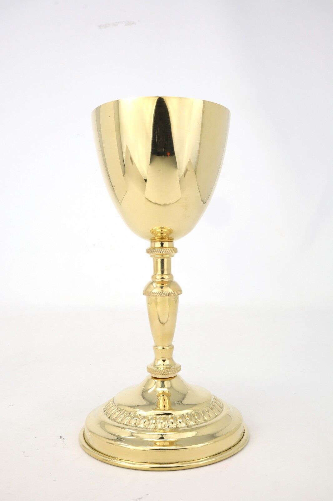 High Polished Brass Simple Embossed Chalice for Church or Chapel Use 7 1/2 In