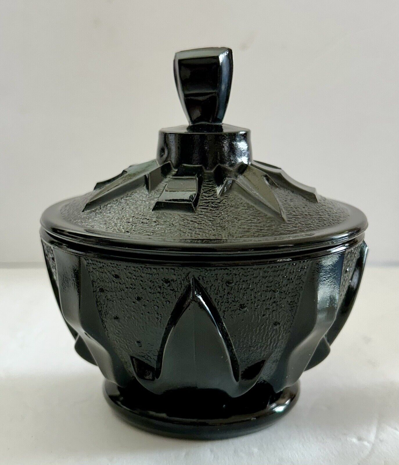 Vintage Indiana Glass Tiara Black Covered Sugar Bowl