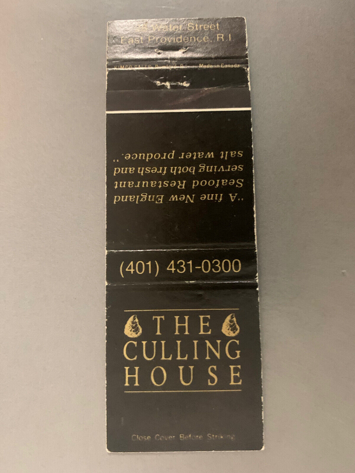 Vintage 1970s-1980s The Culling House Providence Rhode Island Matchbook Cover