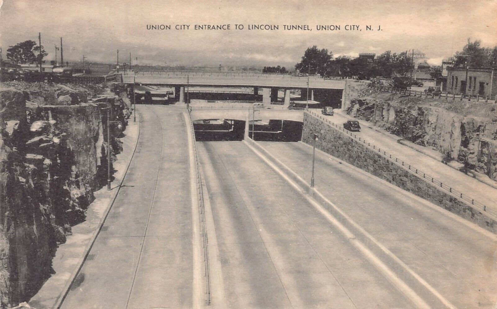 Union City Entrance to Lincoln Tunnel, Union City, N.J., early postcard, unused 