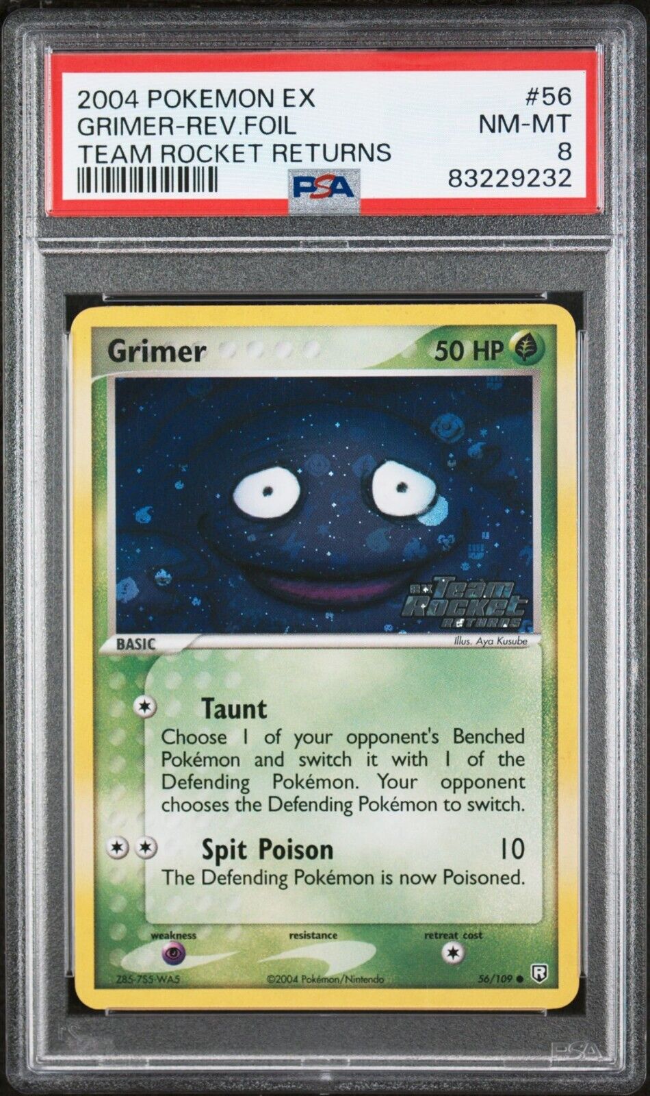 2004 Pokémon Team Rocket Returns GRIMER Rev. Foil #56 - PSA 8 NM-MT