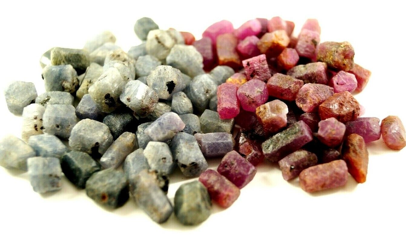 Certified Rough Nailing Ruby & Sapphire 2500 Ct Lots Natural Corundum Crystals