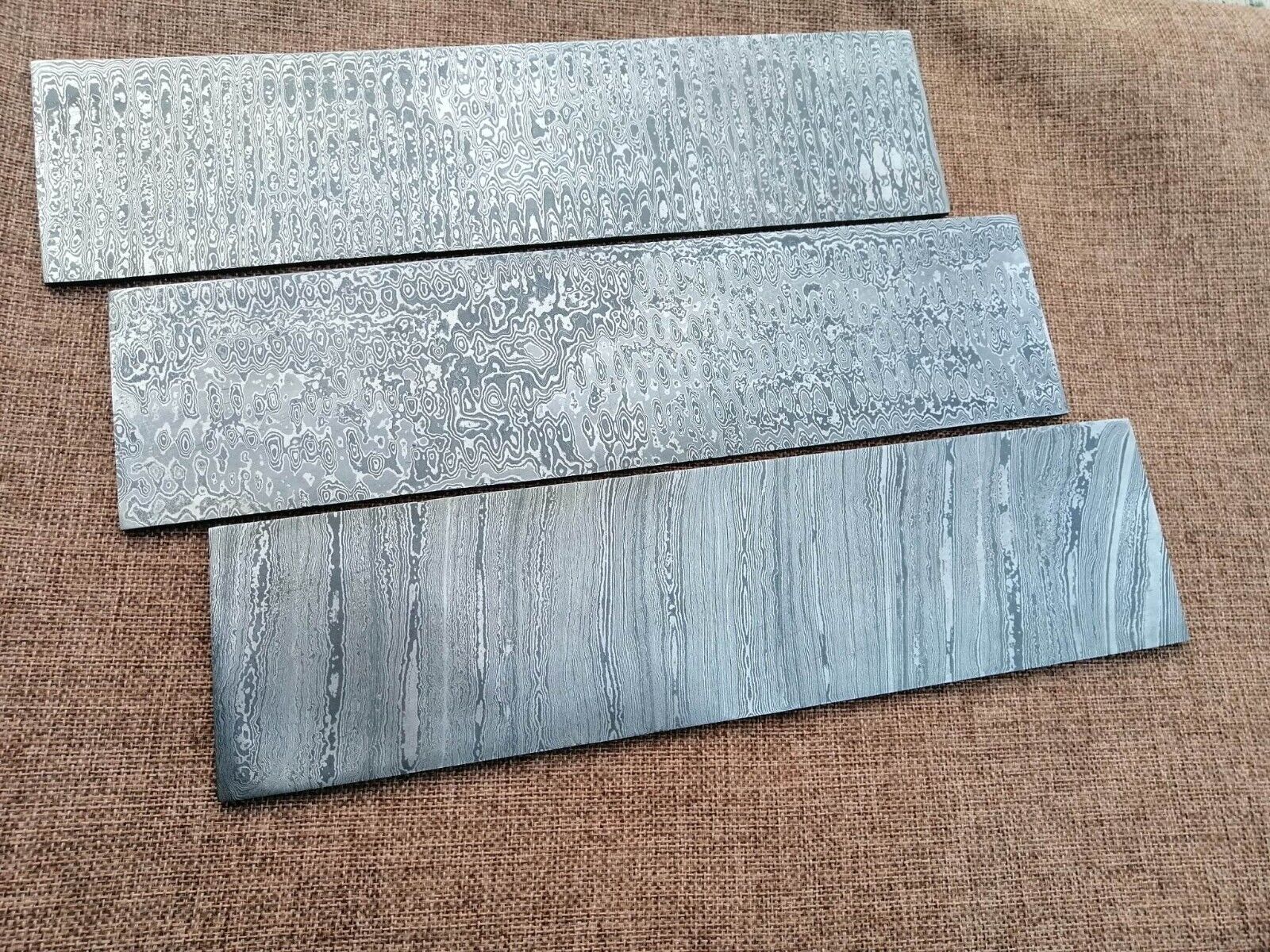 Set of Three 12\'\' x 3\'\' x 1/8\'\' Custom Made Forged Damascus steel Bars /Billets