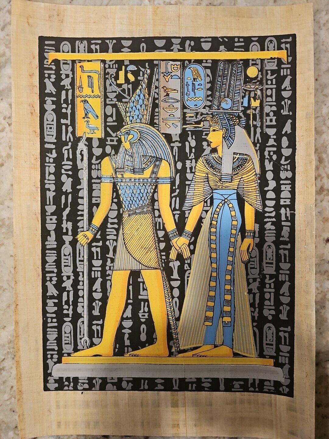 Egyptian Hand-Painted Art on Papyrus 