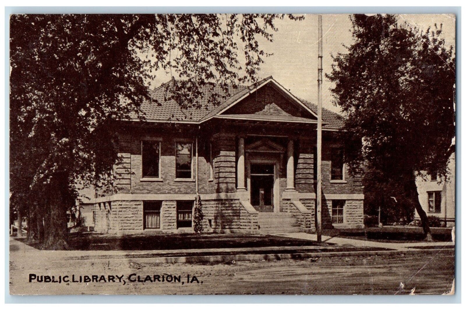 Clarion Iowa IA RPPC Photo Postcard Public Library Public Library 1910 Antique