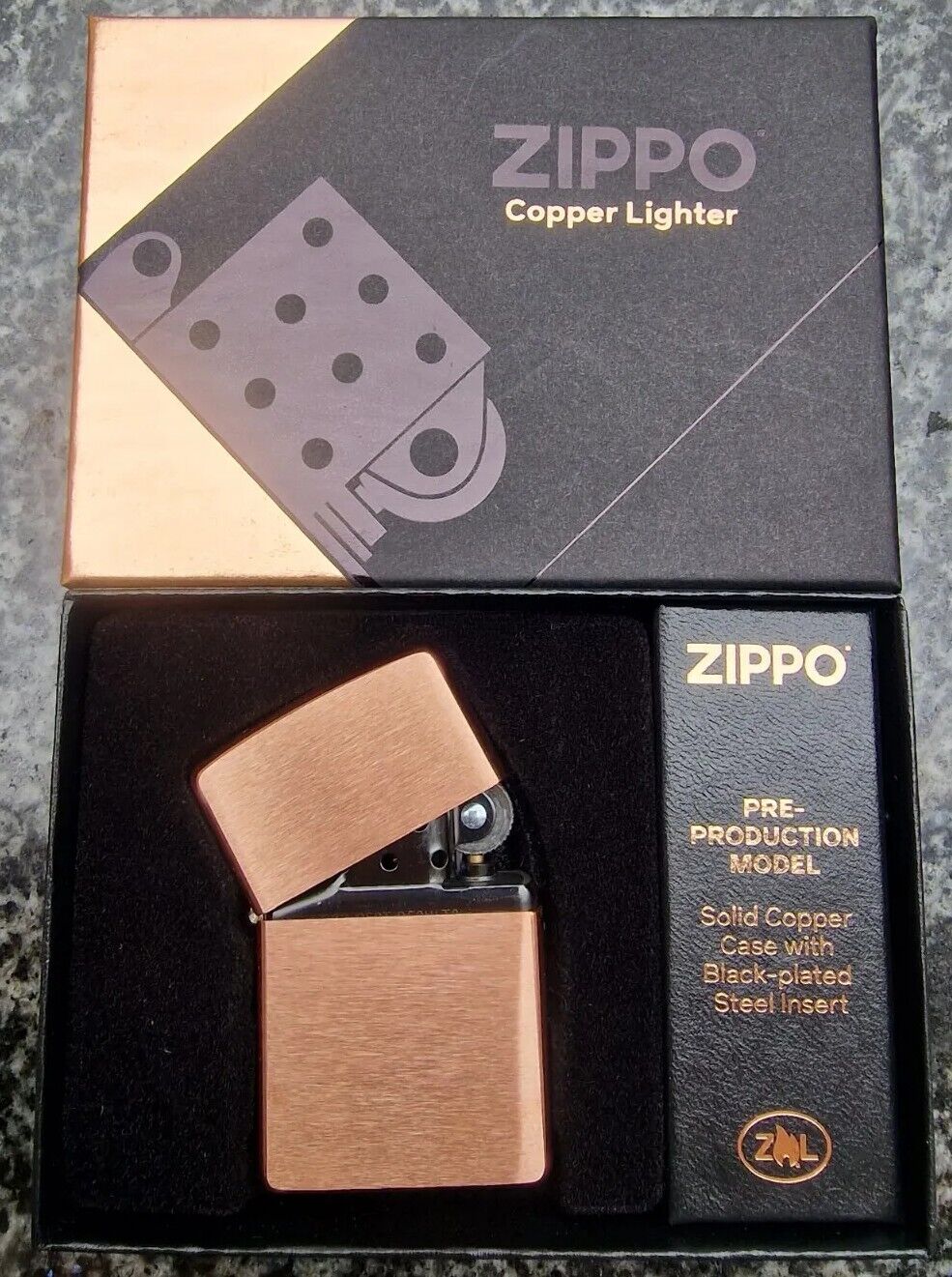 ZIPPO, SOLID COPPER 2022 LIMITED RUN PRE-PRODUCTION MODEL, HAND FINISHED LIGHTER