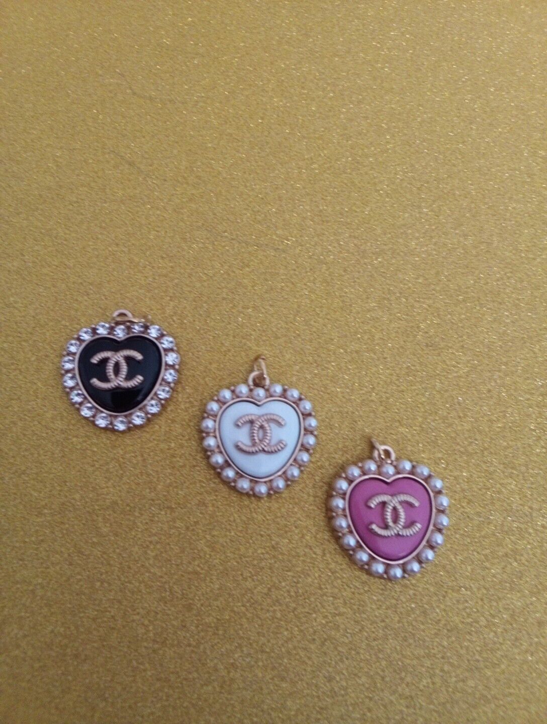 Lot Of 3 Stamped Chanel Zipper Pull Button Charms