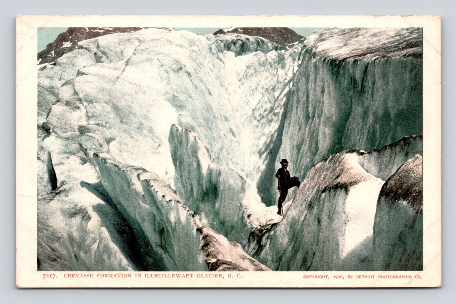 Antique Old Postcard RPPC Real Photo Crevasse ILLECILLEWAET GLACIER BC 1902