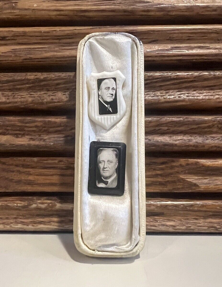 Vintage FDR Franklin D Roosevelt Presidential Political Pins Photo Co Shield