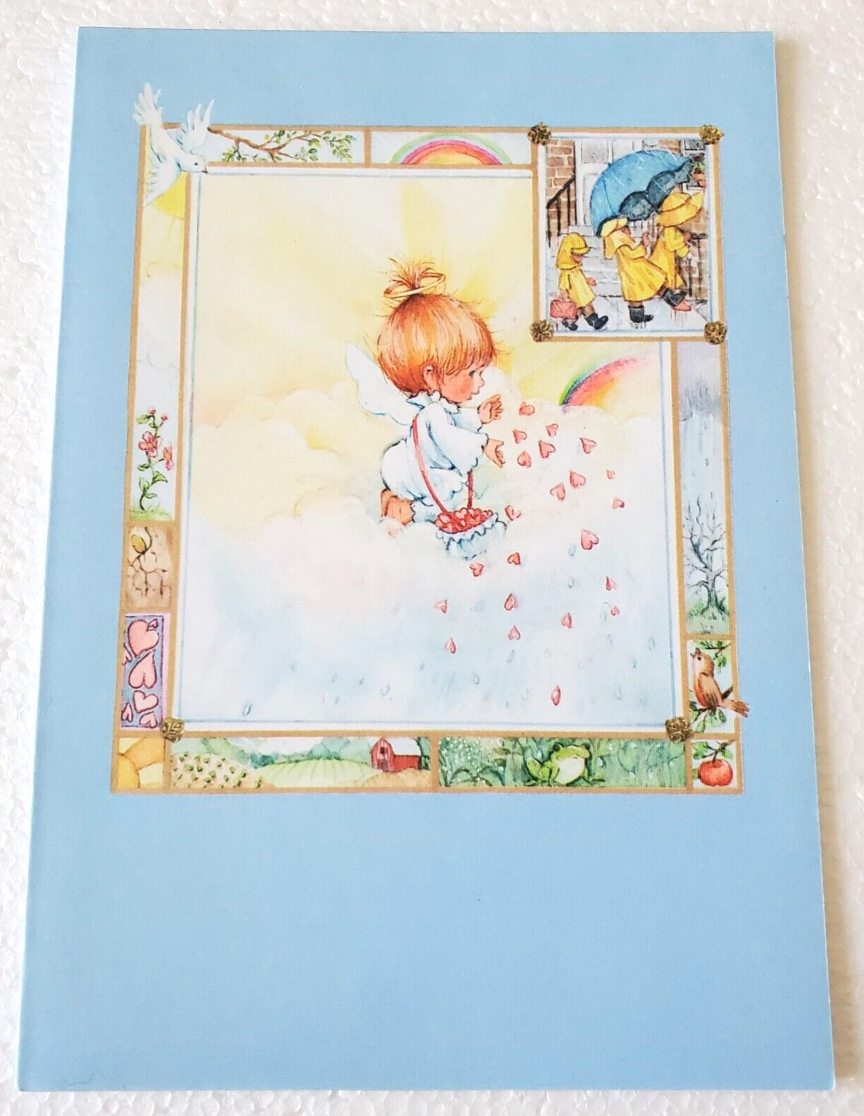 Vintage Greeting Card Hallmark Katybeth Cute Angel Sprinkling Hearts from Cloud