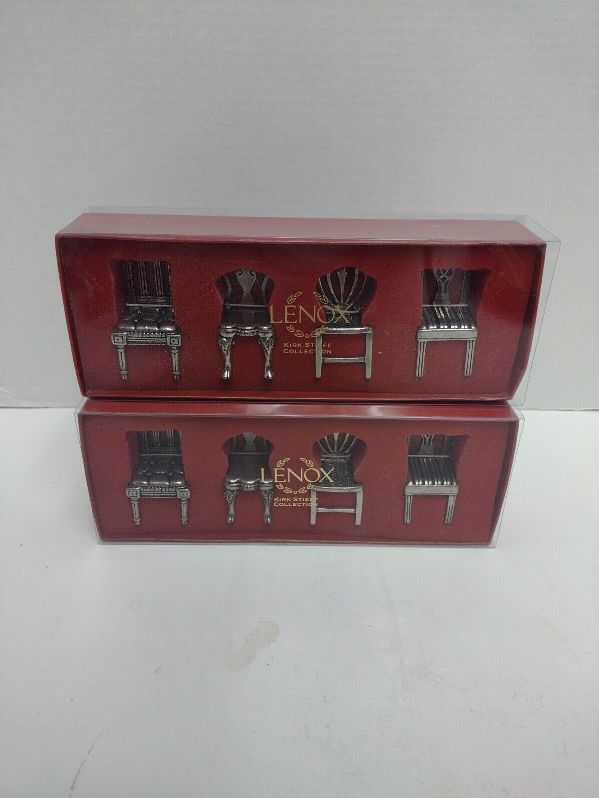 Lenox Kirk Stief Collection Card Holders Four Chair Ornaments New In Box