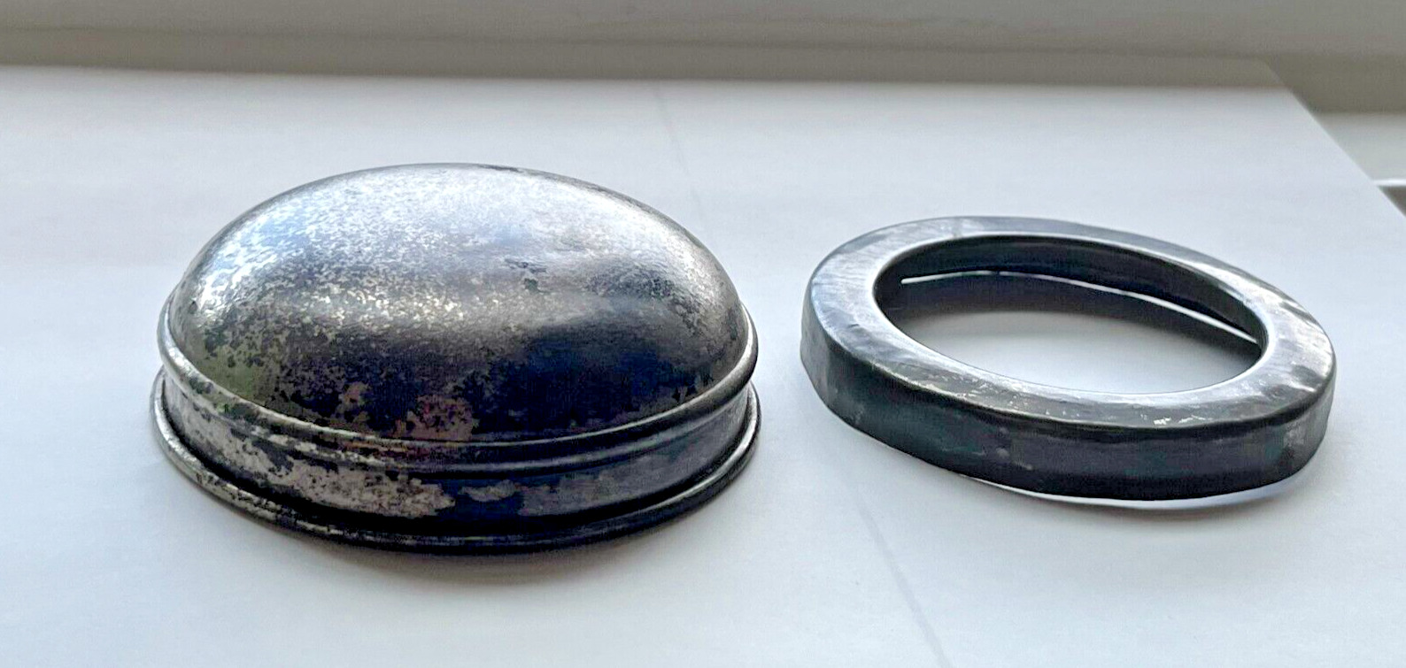 Rare vintage metal Lid & Ferrule for  coffee grinder porcelain  Hopper