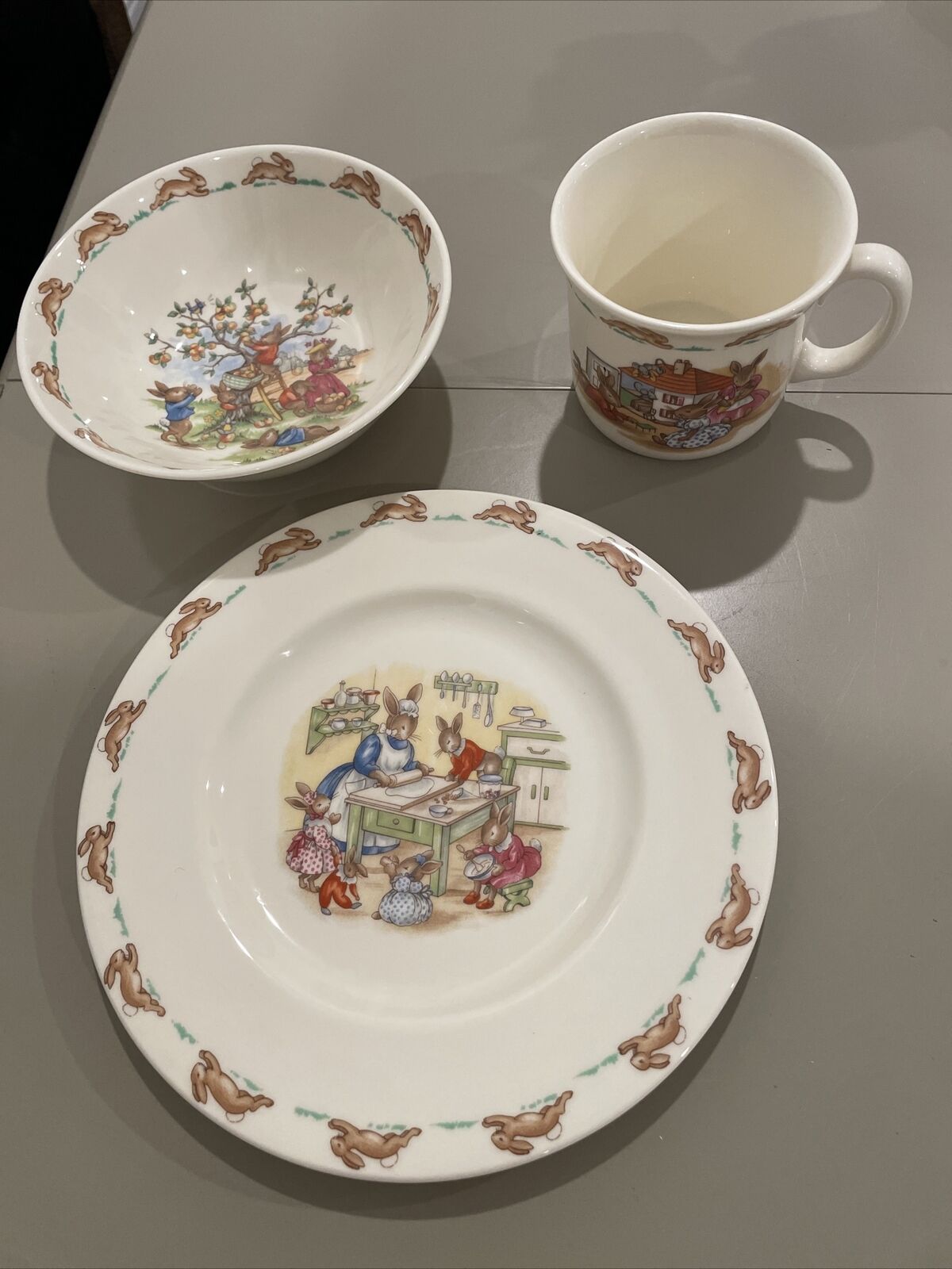 Vintage Royal Doulton Bunnykins Plate Bowl Cup  Child\'s Tableware 3 piece Set