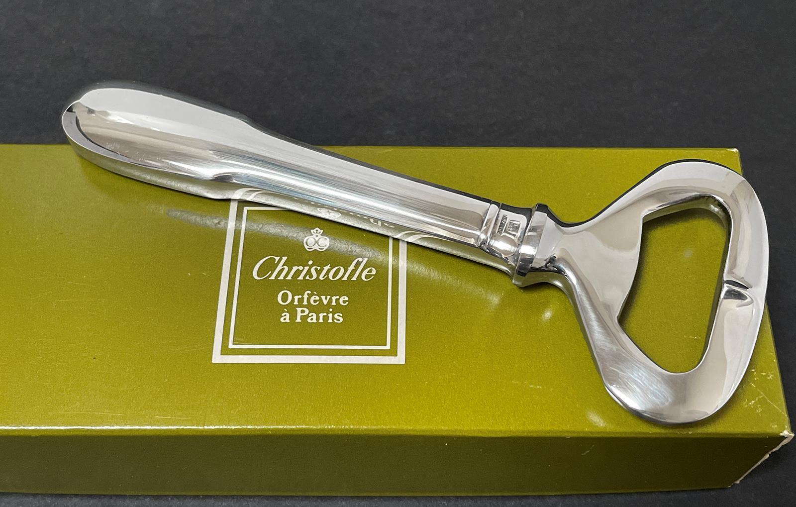 VINTAGE CHRISTOFLE FRANCE SILVER PLATED BOTTLE OPENER BOXED FRENCH