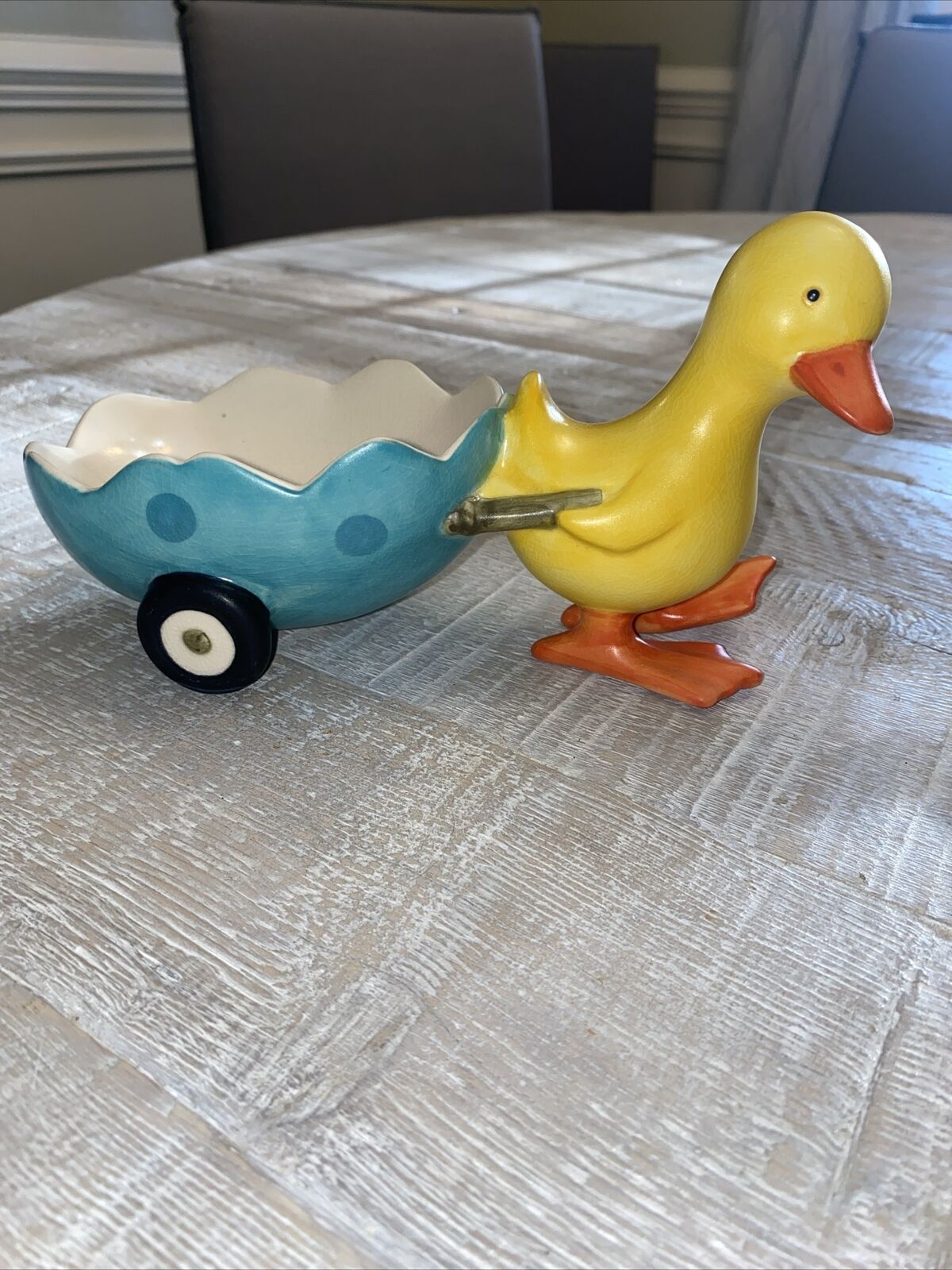 Vintage Russ Barrie Easter Duck Ceramic handpainted stoneware candy bowl