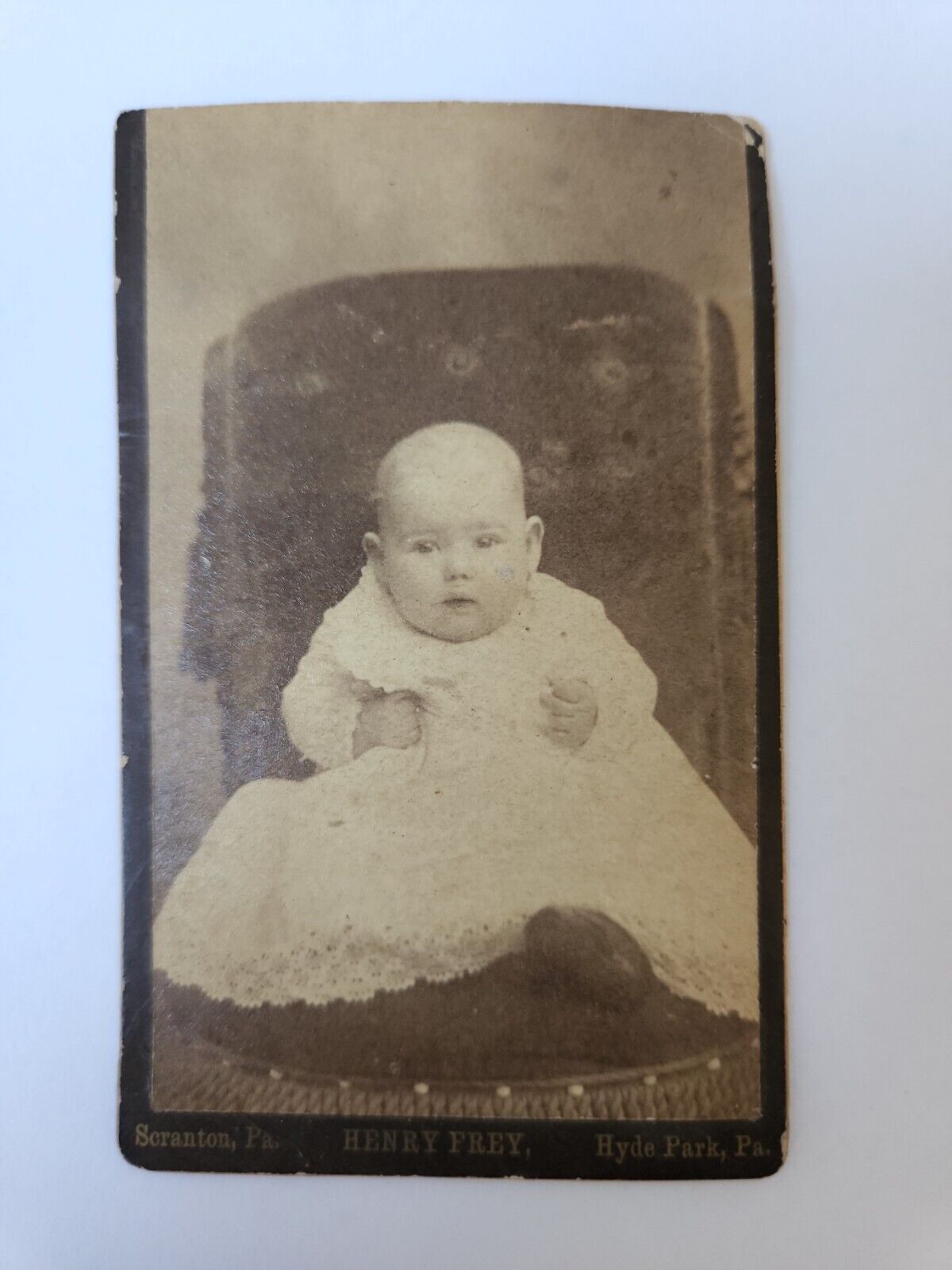Antique 1880s Cabinet Card baby picture Henry Frey Photo Hyde Park Scranton PA