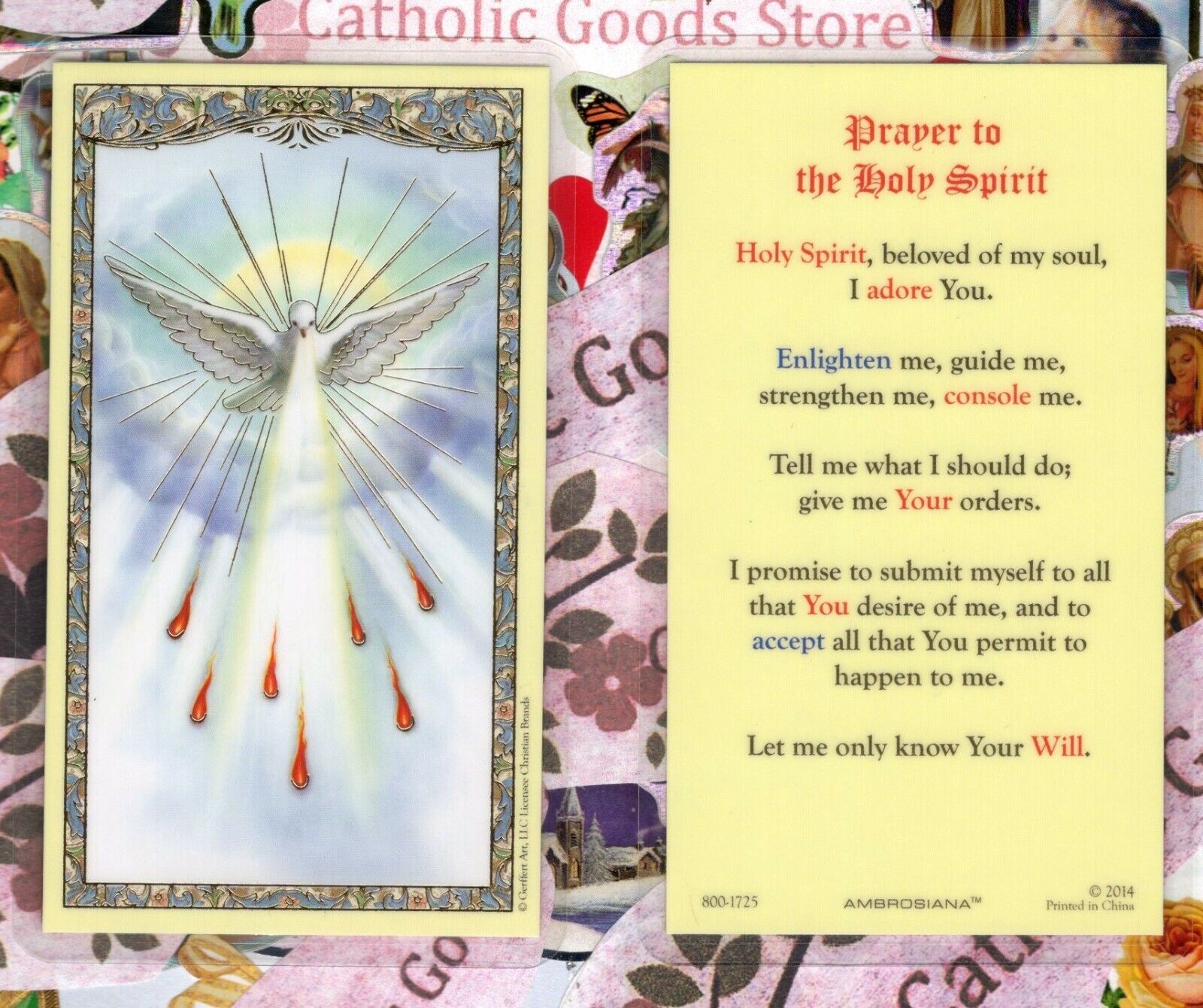 Prayer to the Holy Spirit - Laminated  Holy Card 800-1725