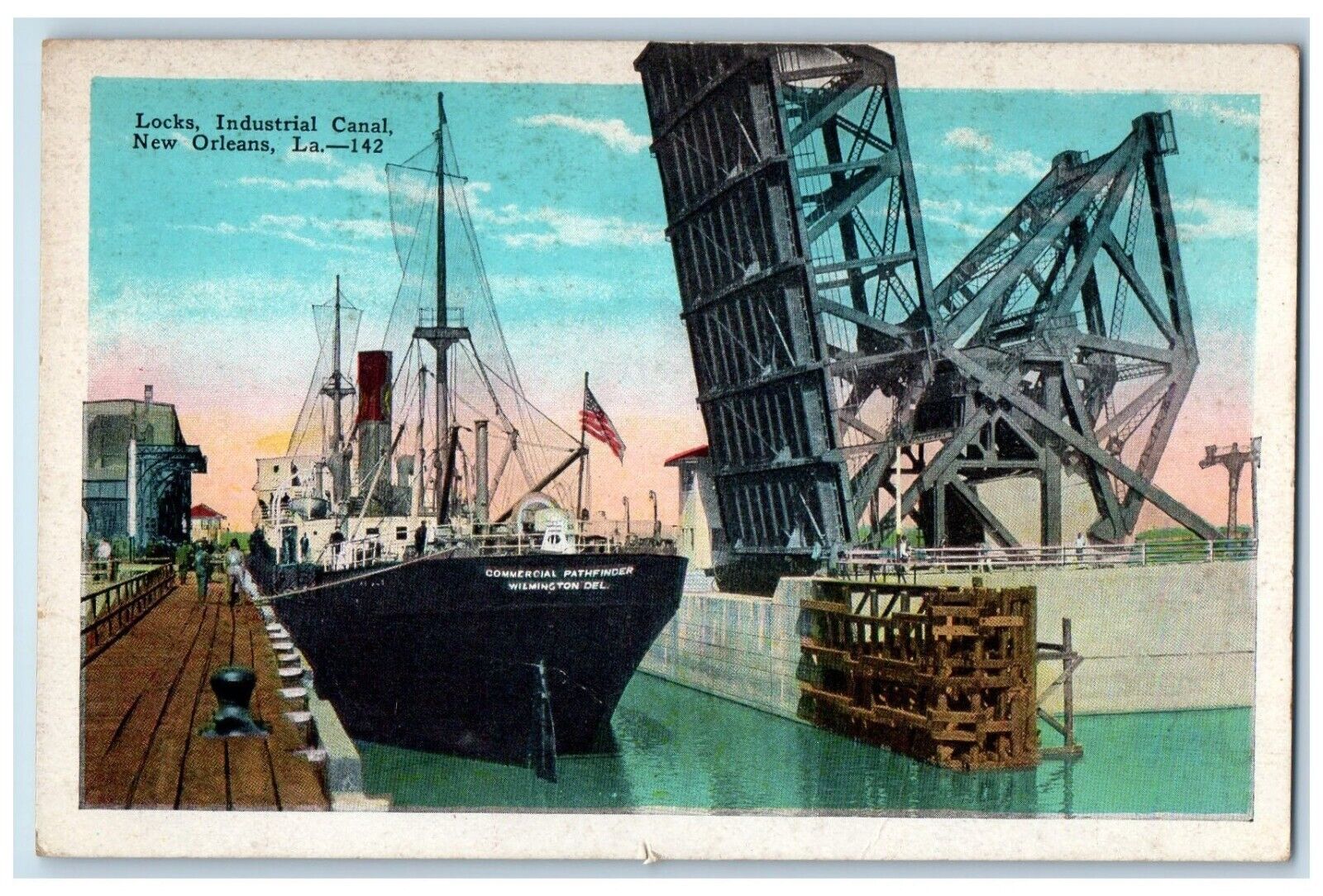 c1910's Locks Industrial Canal Commercial Pathfinder New Orleans LA Postcard
