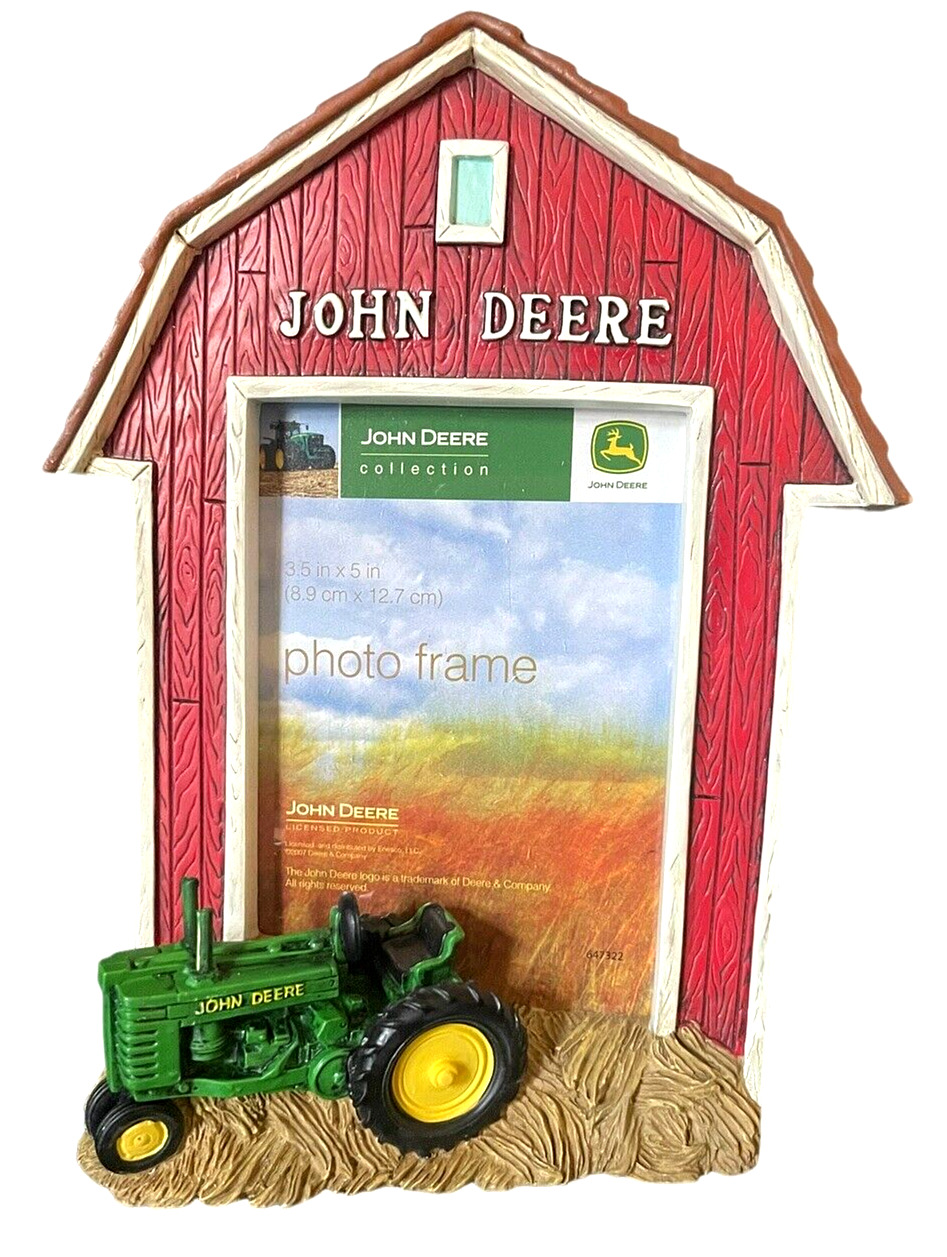 Farm Tractor Enesco John Deere Barn Photo frame  Holds 3.5\