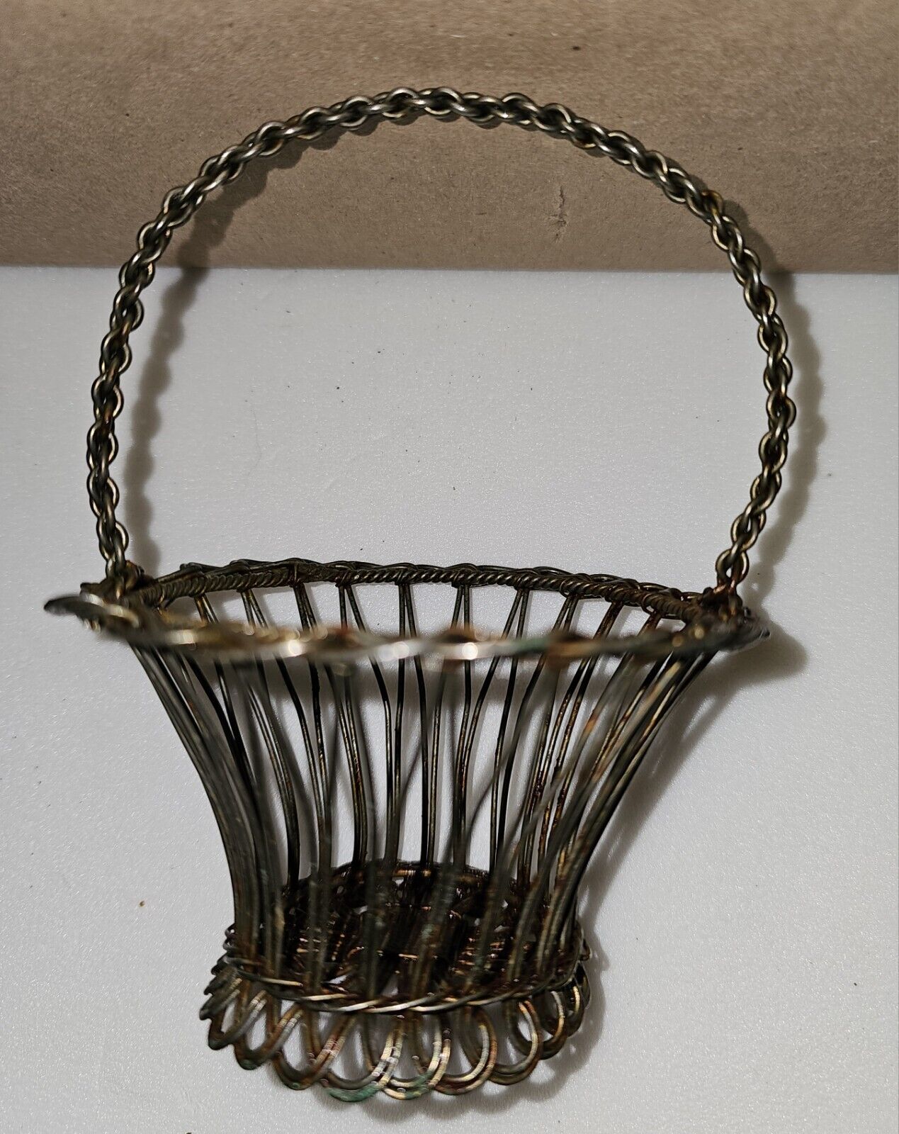  Small Vintage Brass Basket