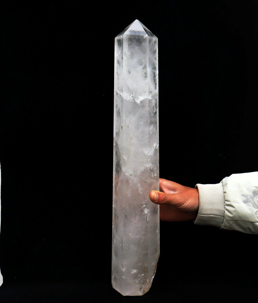 9.46lb Natural Polished White Clear Quartz Crystal Obelisk Wand Point Healing