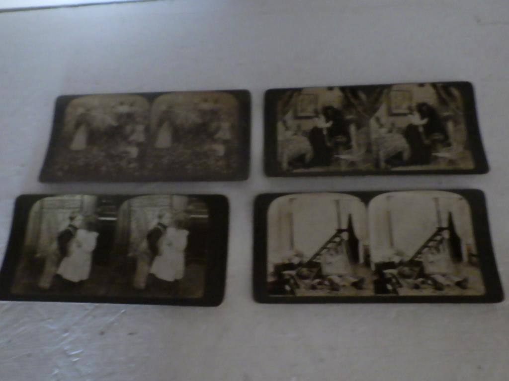 ANTIQUE Stereoview Stereoscope Stereo Viewer 4pc CARD AMERICAN STEREOSCOPIC a