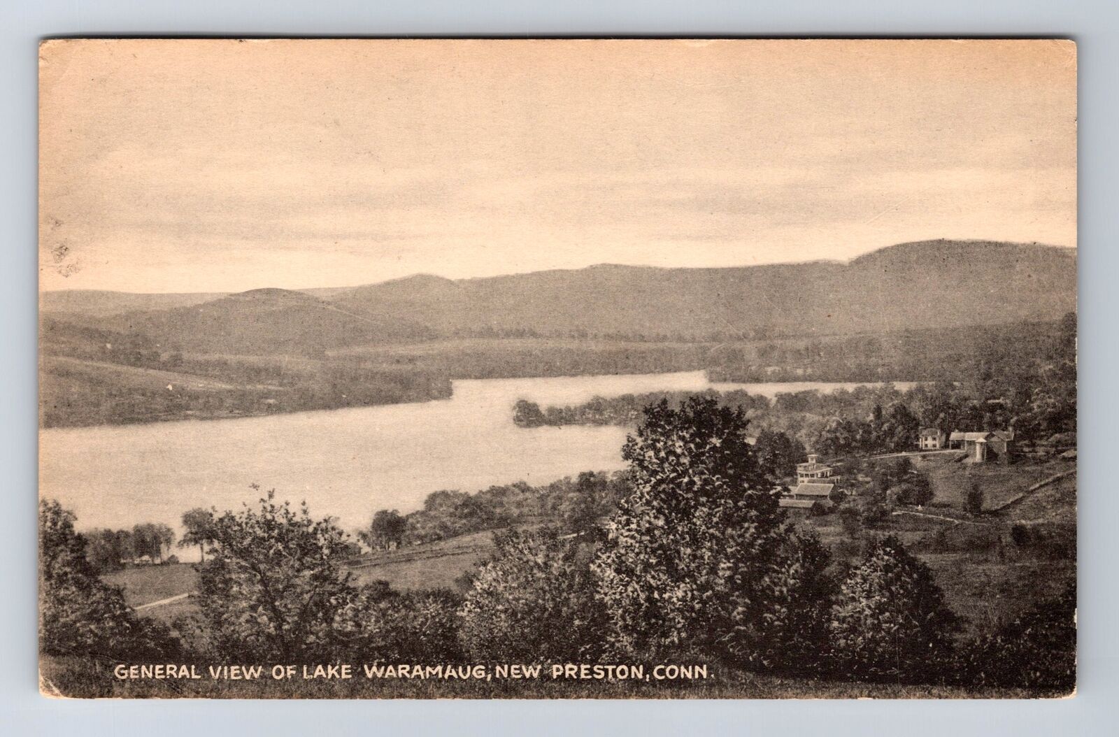 New Preston CT-Connecticut, General View Lake Waramaug, Vintage c1945 Postcard