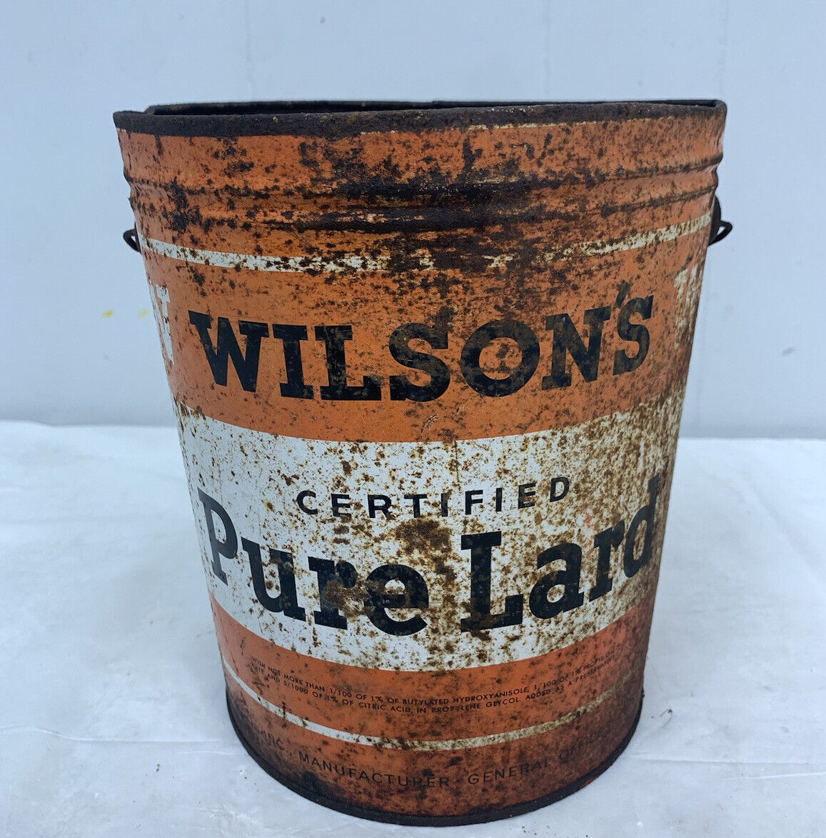 Vintage Wilson\'s PURE LARD 4-LB Metal Tin Can With Lid - Empty - Advertising Can
