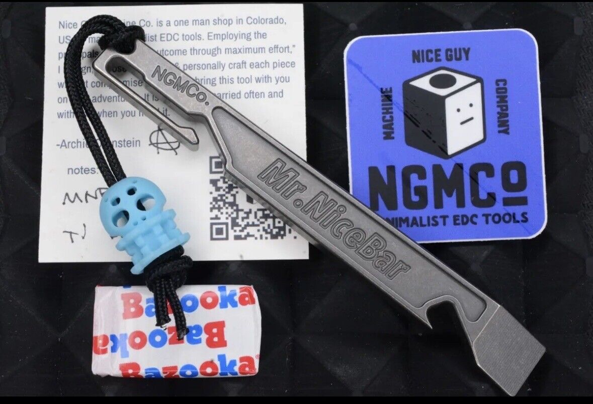 NEW Nice Guy Machine Co. Mr. Nice Bar Ti Pry Bar NGMCo. w/ Koch x Playge Bead