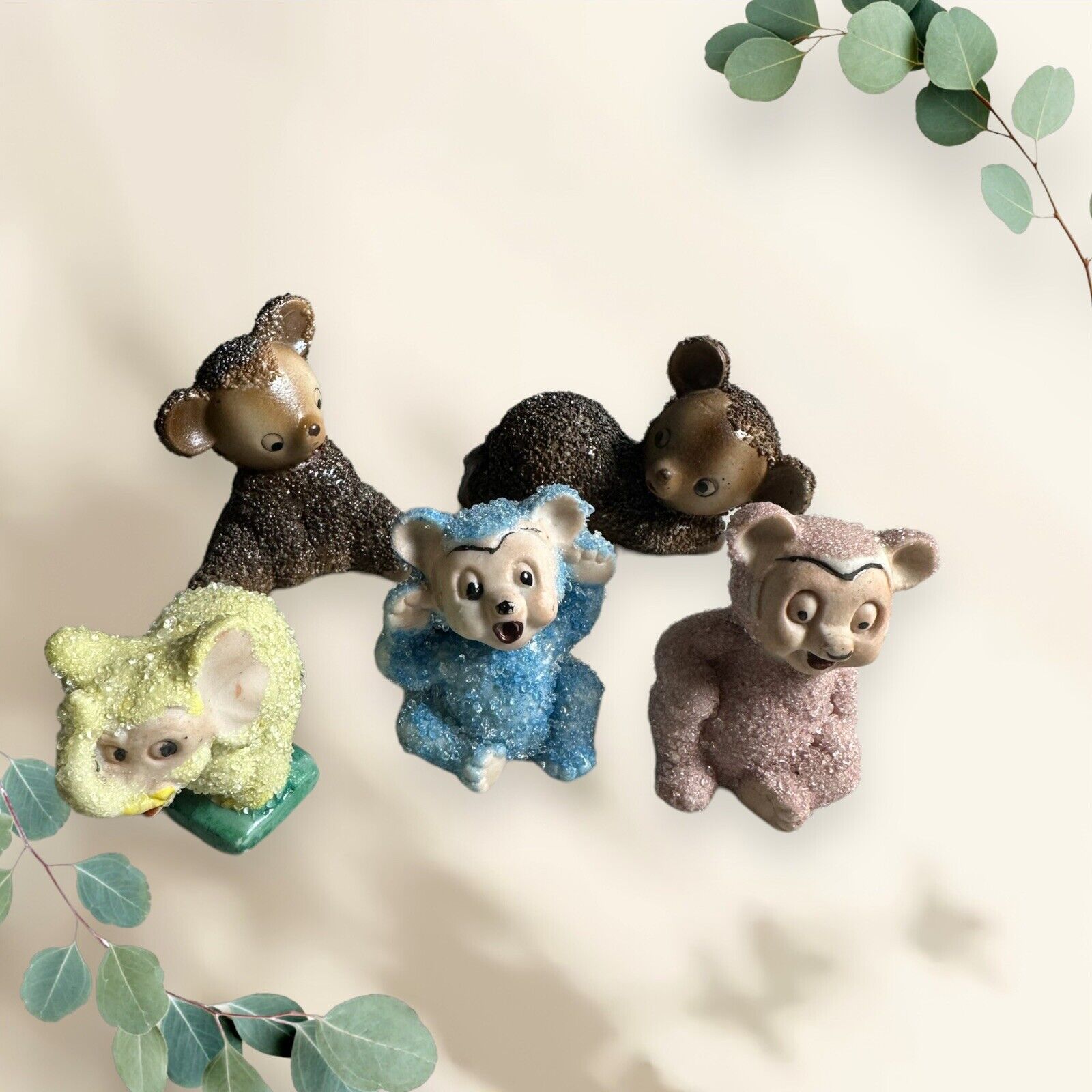 Vintage 1950s Sugar Bears & Elephant Kitschy Figurines Made in Japan