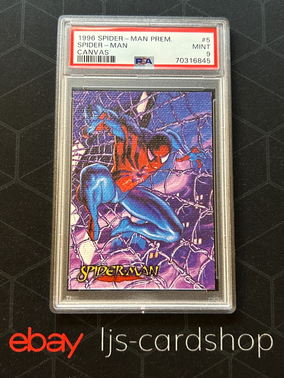 1996 Spider-Man Premium Spider-Man #5 of 6 Canvas Insert PSA 9 SPM