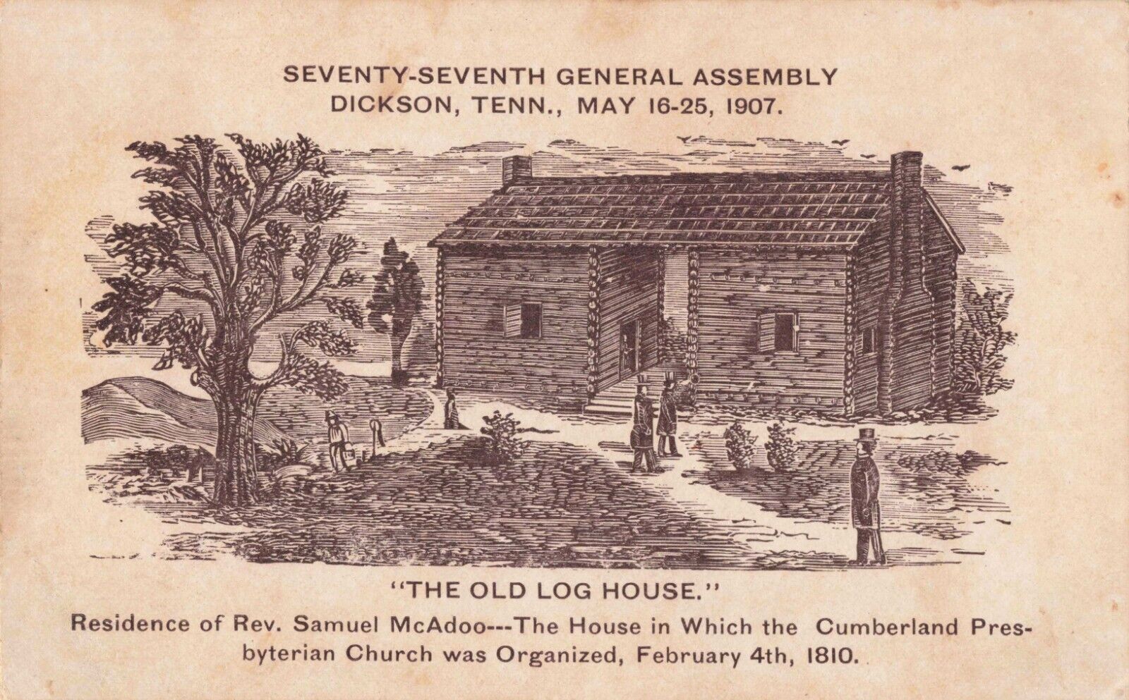 77th General Assembly Old Log House Dickson Tennessee TN 1907 Postcard