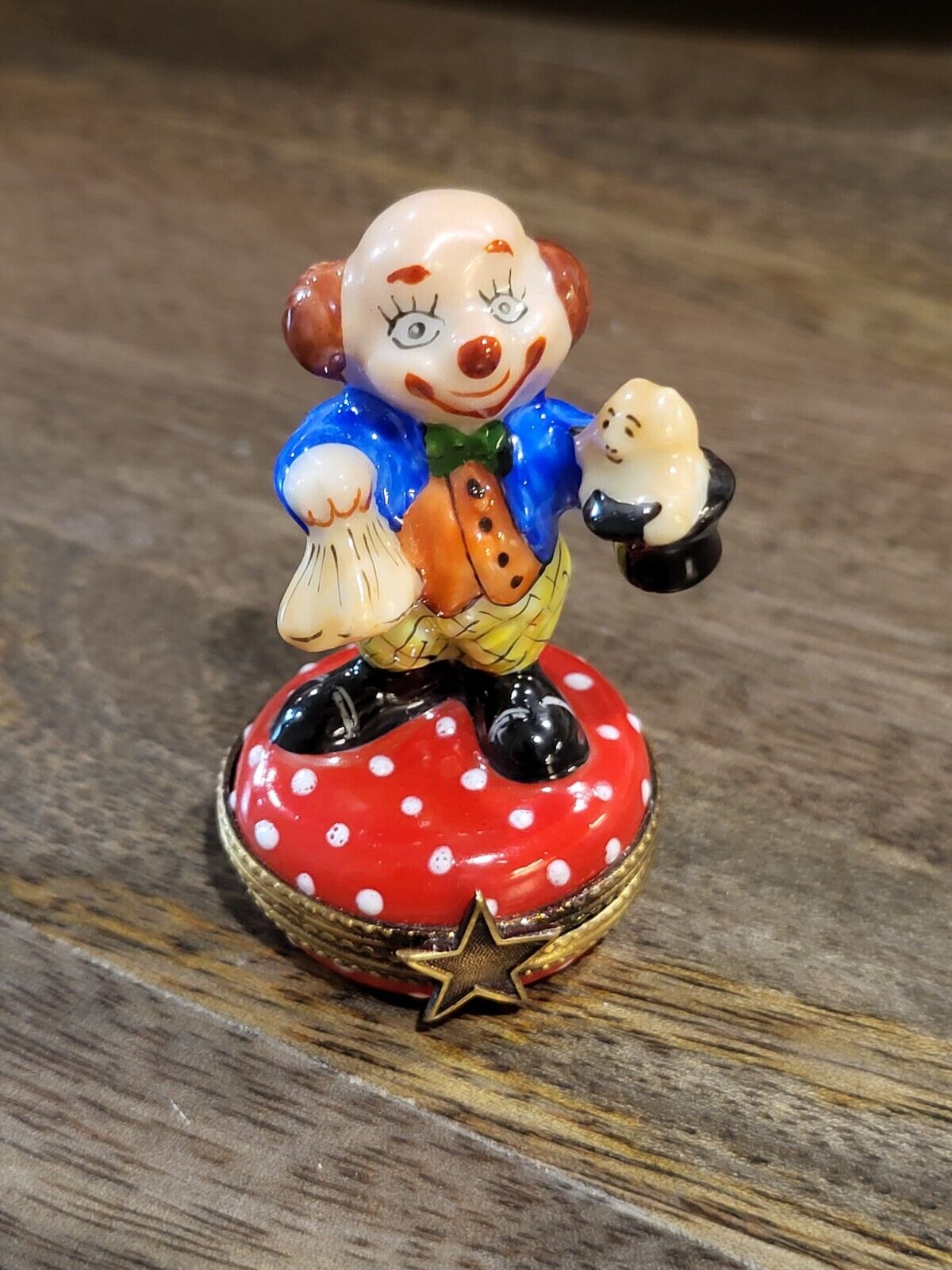 Limoges France Clown Magician w/ Rabbit in Hat Trinket Box