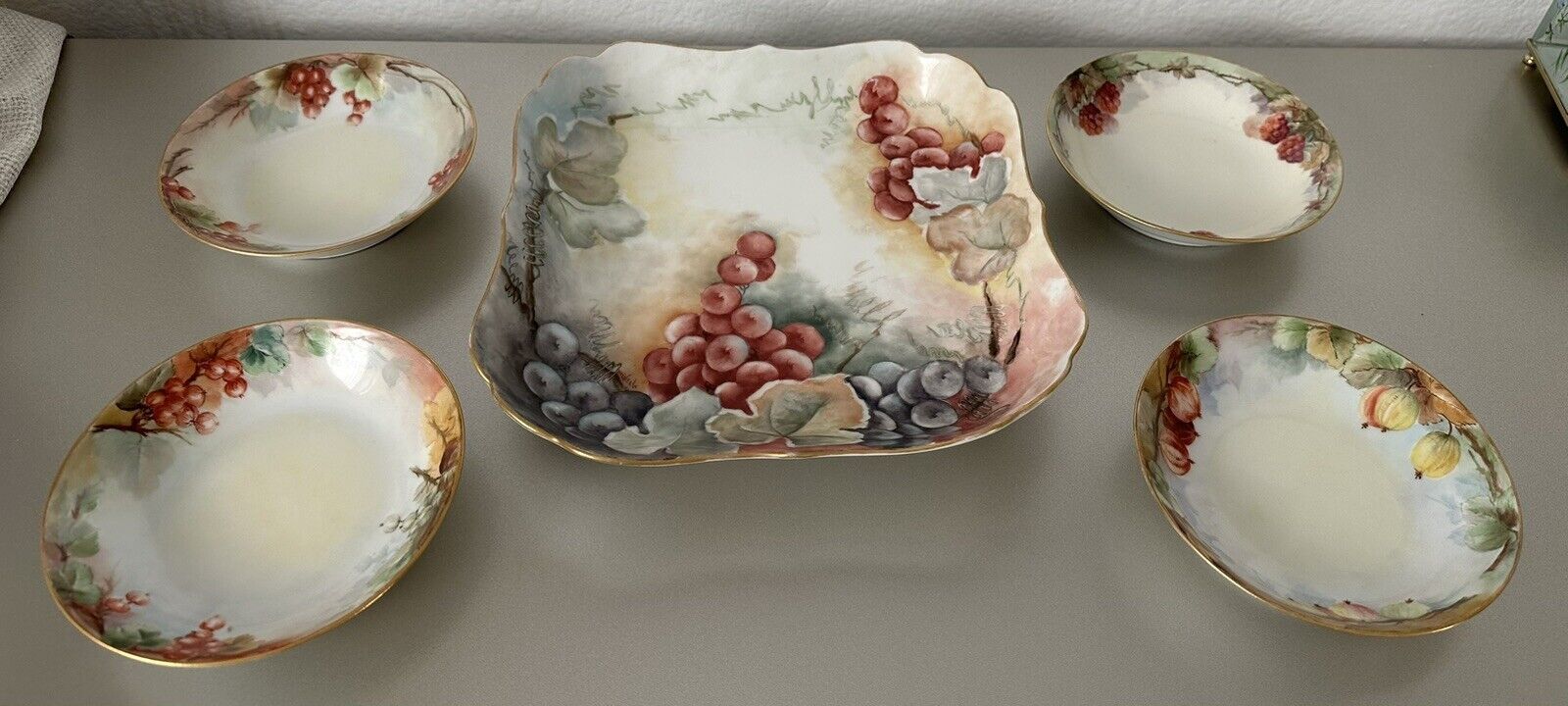 Antique PL Limoges France Hand Painted Porcelain Large Bowl 11