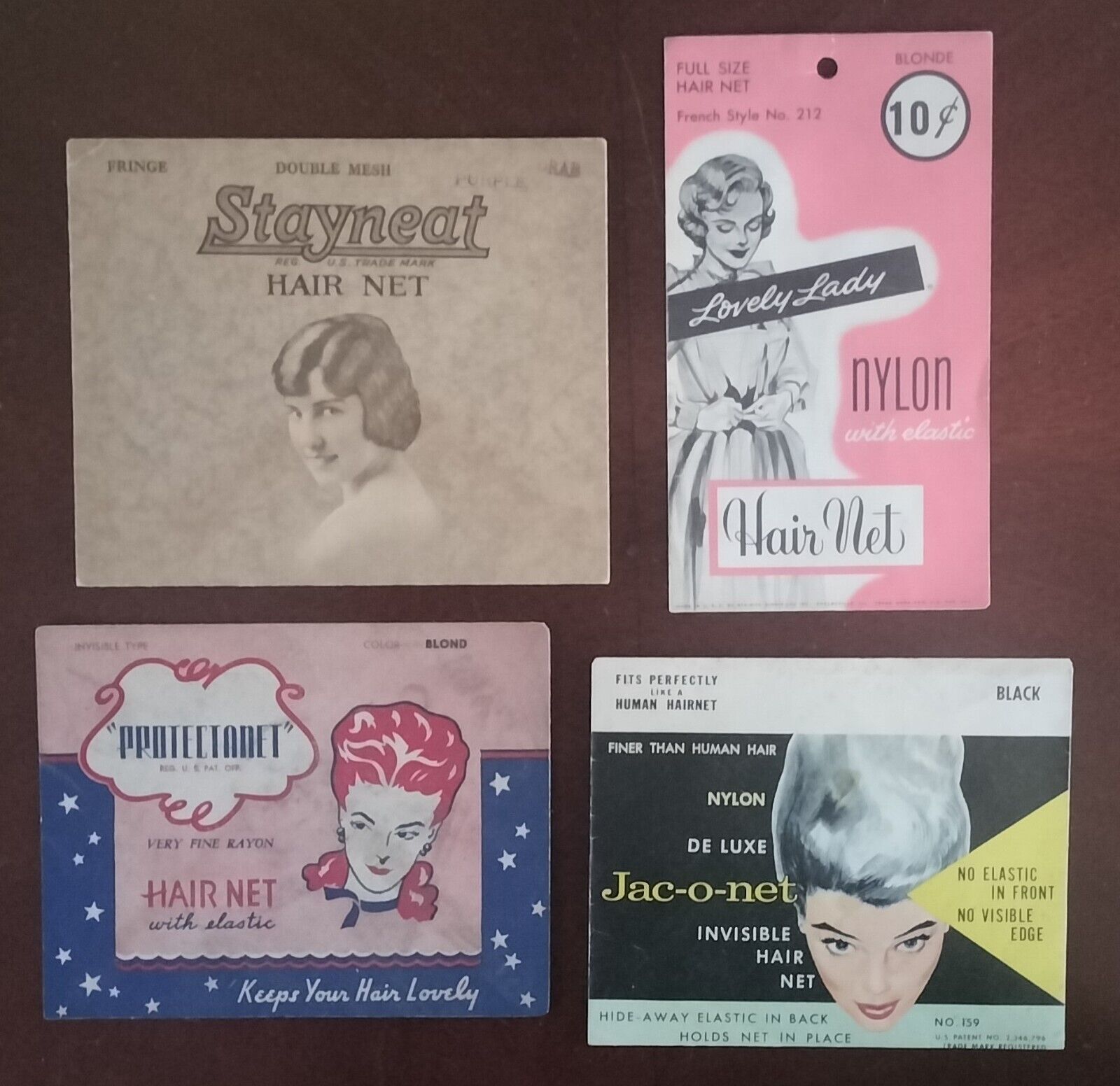1930s-60s Vintage Hair Net Lot (Protectanet, Stayneat, Jac-o-Net & Lovely Lady)