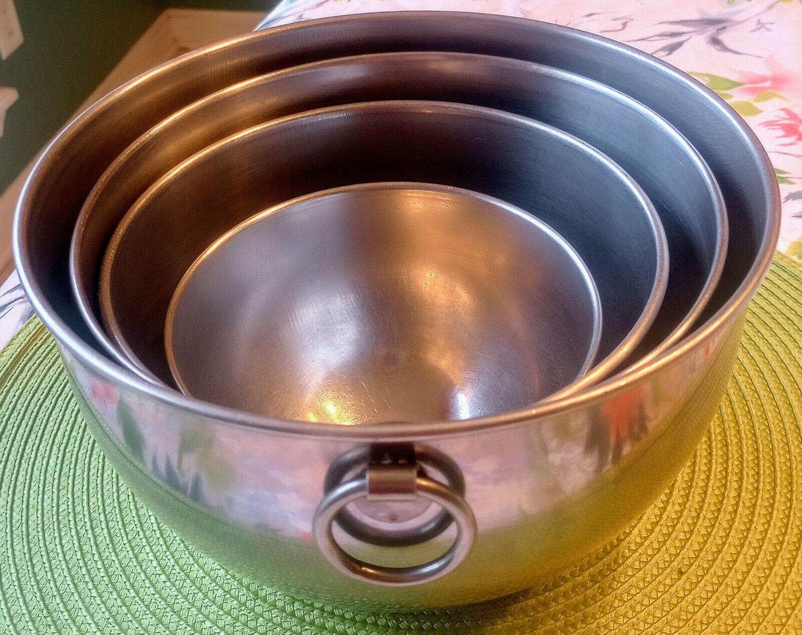 Set Of 4 Vintage Revere Ware Stainless Steel Nesting Mixing Bowls O Rings