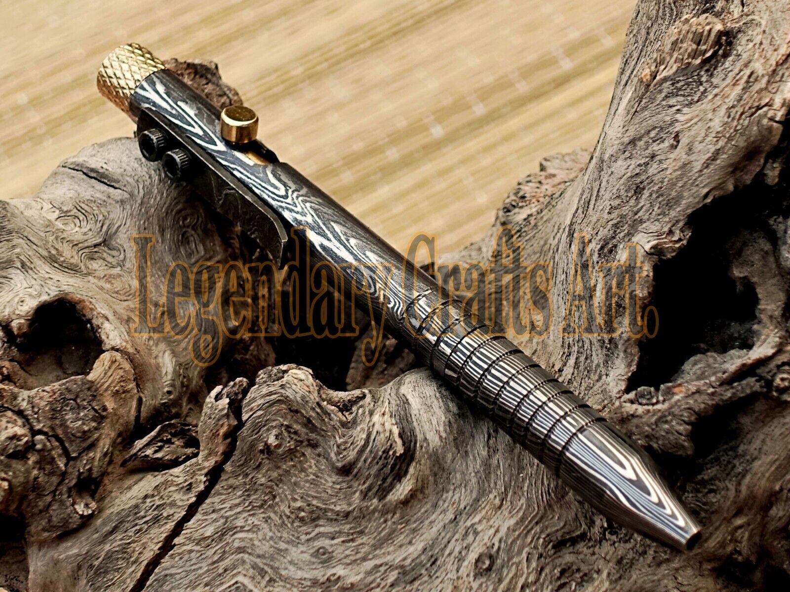 Handmade Damascus steel pens,pencil made with Brass and Damascus,Christmas Gift