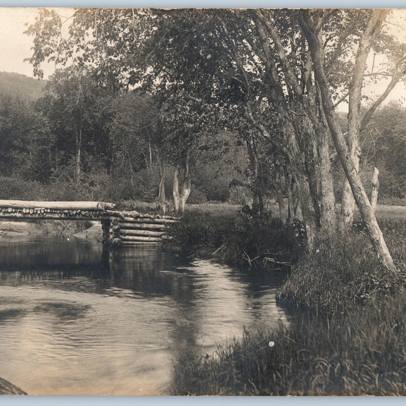 c1910s Scenic Creek Small Log Bridge Sharp RPPC Nature Stream Real Photo PC A193