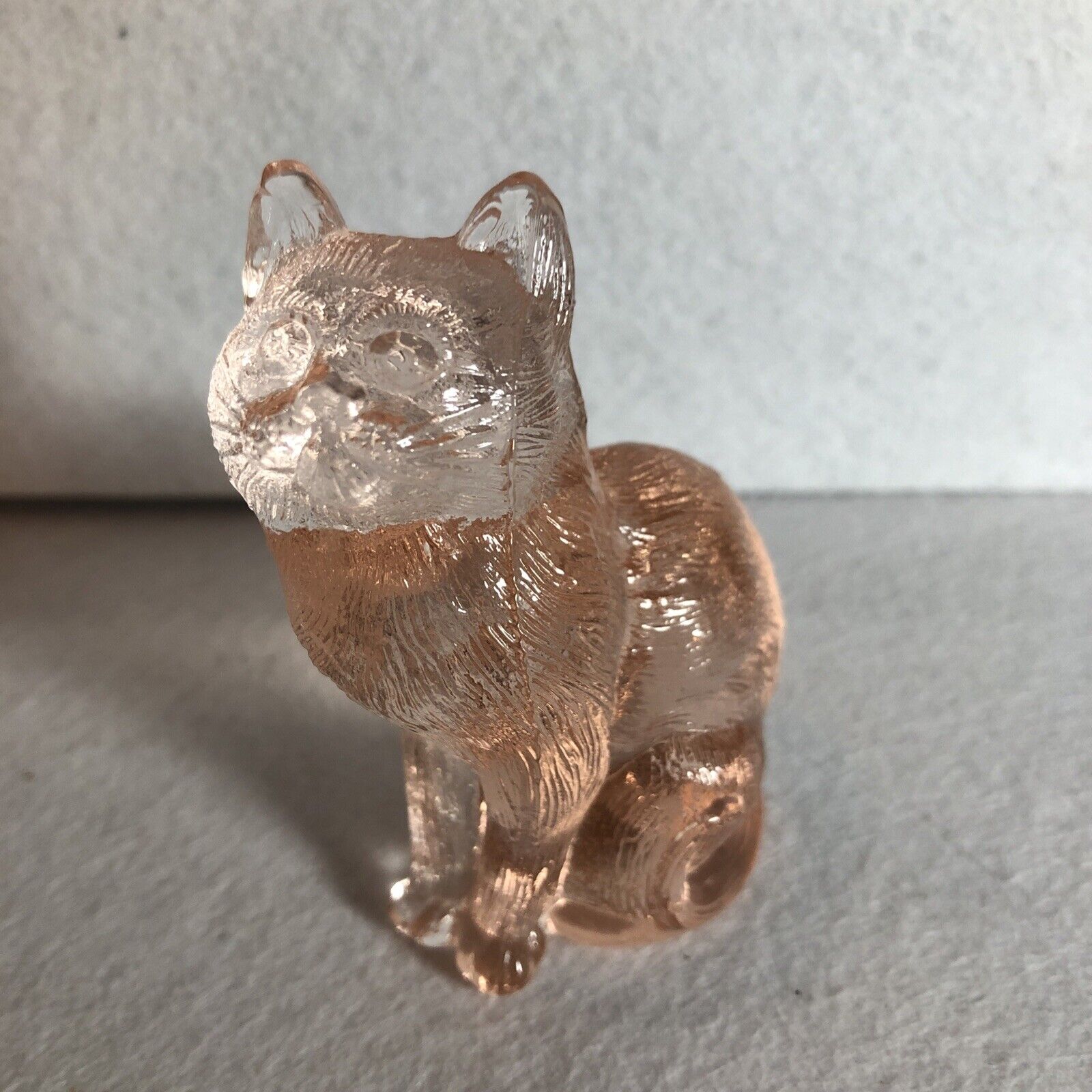 Vintage Moser Glass Sitting Kitty Cat Pink