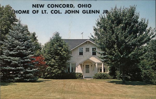New Concord,OH Home of Lt. Col. John Glenn Jr. Muskingum County Ohio Postcard