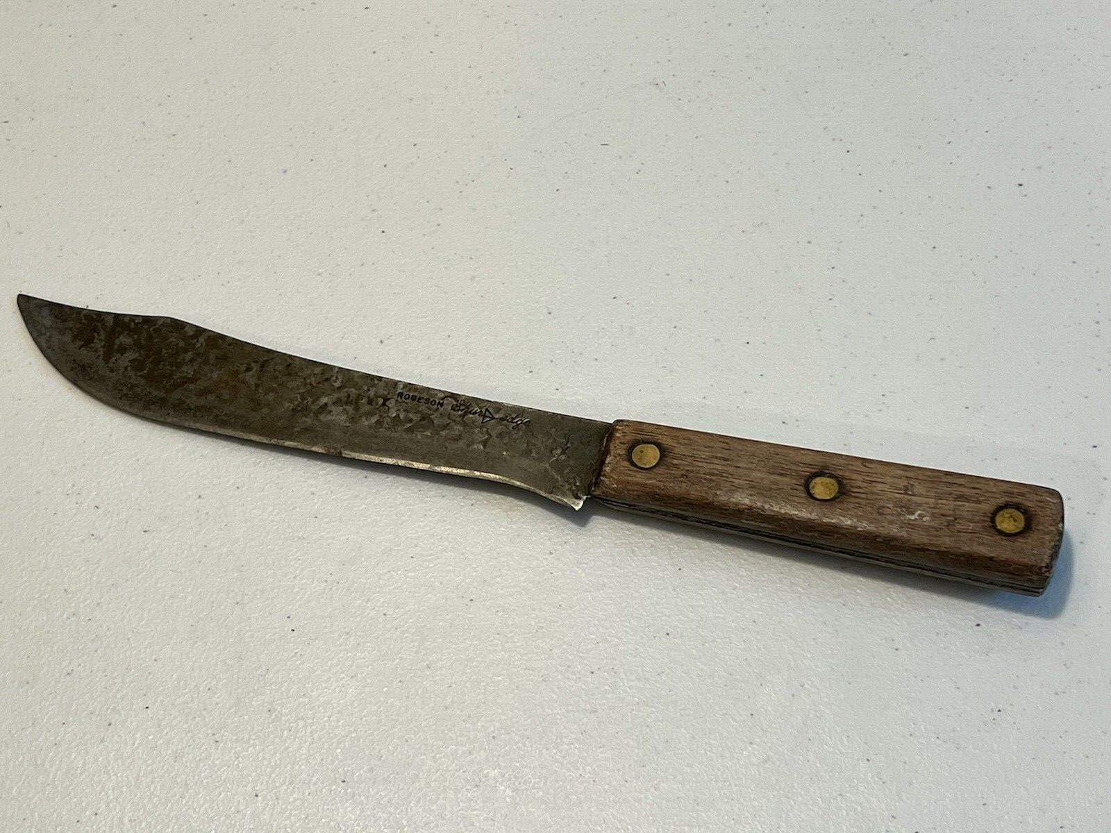 Old Antique Robeson ShurEdge Script Full-Tang Carbon Steel 7 Inch Butcher Knife